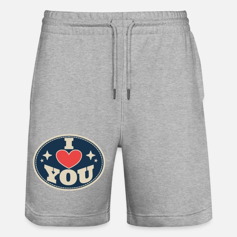 Je t’aime – Cœur d’amour campestre Saint-Valentin - Short de jogging bio TRAINER Stanley/Stella unisexe - gris chiné