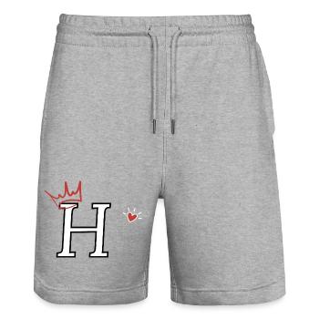 Buchstabe h Kronenherz - Stanley/Stella Unisex Bio Joggingshorts Trainer  - Grau meliert - Vorne - Nik (191cm) & Marisol (170cm)