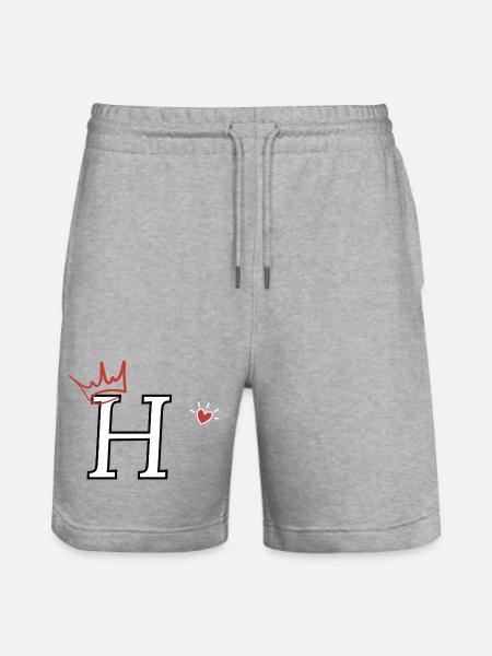 Buchstabe h Kronenherz - Stanley/Stella Unisex Bio Joggingshorts Trainer - Grau meliert