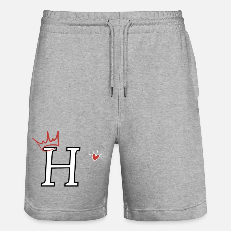 Buchstabe h Kronenherz - Stanley/Stella Unisex Bio Joggingshorts Trainer  - Grau meliert