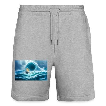 Ulysse fuyant Charybdis, le maelström vivant - Short de jogging bio TRAINER Stanley/Stella unisexe - gris chiné - Devant - Nik (191cm) & Marisol (170cm)