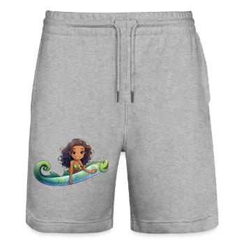 Meeresdrache und Abenteurerin - Stanley/Stella Unisex Bio Joggingshorts Trainer  - Grau meliert - Vorne - Nik (191cm) & Marisol (170cm)