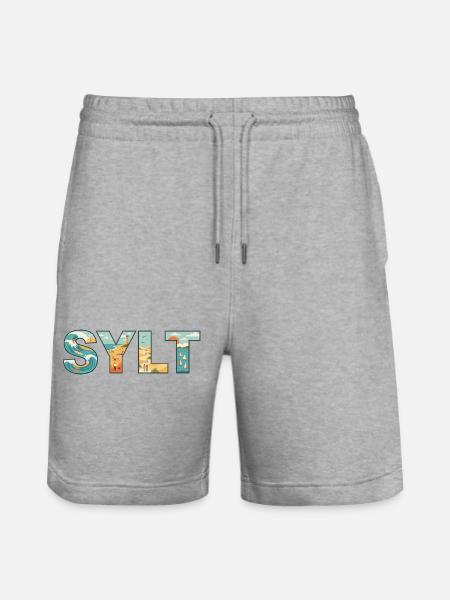 SYLT – Inselleben im Buchstaben-Design - Stanley/Stella Unisex Bio Joggingshorts Trainer  - Grau meliert