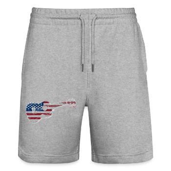 Hawaiian Ukulele Uke American Flag - Stanley/Stella Unisex Bio Joggingshorts Trainer  - Grau meliert - Vorne - Nik (191cm) & Marisol (170cm)