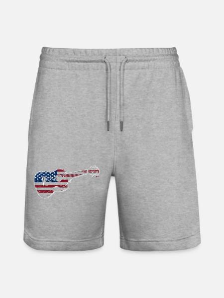 Ukulélé hawaïen Uke Drapeau américain - Short de jogging bio TRAINER Stanley/Stella unisexe - gris chiné
