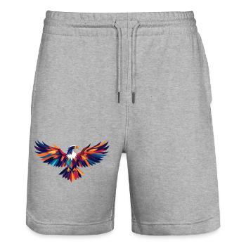 Bunter Adler abstrakter Feuervogel Flügel Kunst - Stanley/Stella Unisex Bio Joggingshorts Trainer  - Grau meliert - Vorne - Nik (191cm) & Marisol (170cm)