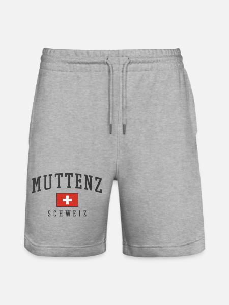 Muttentz Switzerland Flag Emblem - Stanley/Stella Trainer Unisex Organic Jogging Shorts - heather grey