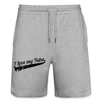 Tuba Player Love - Stanley/Stella Trainer Unisex Organic Jogging Shorts - heather grey - Front - Nik (191cm) & Marisol (170cm)