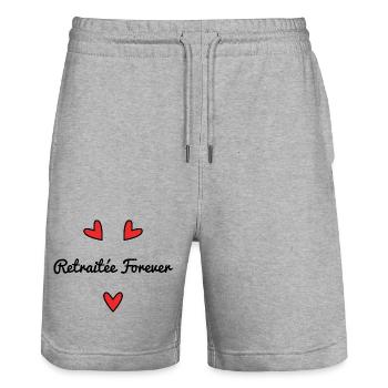 RETIRED. RETIREMENT. HAPPY RETIREMENT. BIRTHDAY - Stanley/Stella Trainer Unisex Organic Jogging Shorts - heather grey - Front - Nik (191cm) & Marisol (170cm)