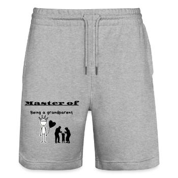 Maître d’être grand-parent - Short de jogging bio TRAINER Stanley/Stella unisexe - gris chiné - Devant - Nik (191cm) & Marisol (170cm)