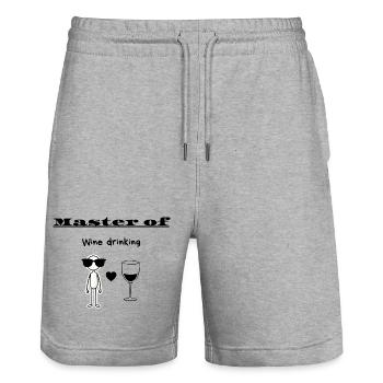 Maître du vin - Short de jogging bio TRAINER Stanley/Stella unisexe - gris chiné - Devant - Nik (191cm) & Marisol (170cm)