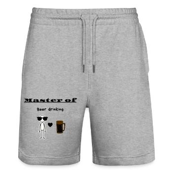 Maître de la bière - Short de jogging bio TRAINER Stanley/Stella unisexe - gris chiné - Devant - Nik (191cm) & Marisol (170cm)