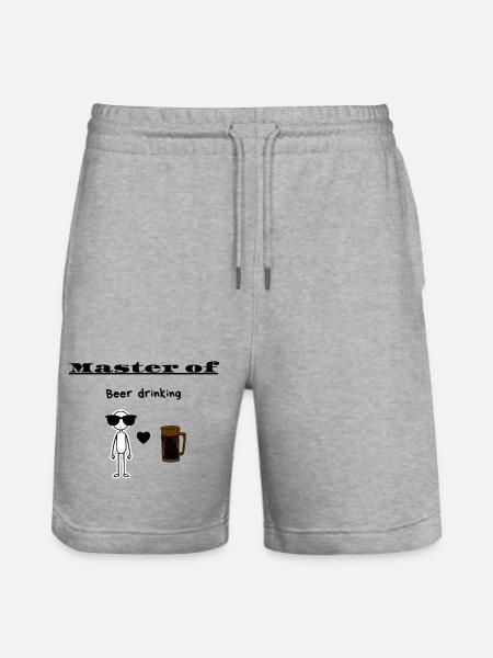 Master of Beer drinking - Stanley/Stella Trainer Unisex Organic Jogging Shorts - heather grey