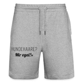 Dog hair? I don't care. Saying for dog people - Stanley/Stella Trainer Unisex Organic Jogging Shorts - heather grey - Front - Nik (191cm) & Marisol (170cm)