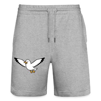 Fröhliche Cartoon-Möve im Flug - Stanley/Stella Unisex Bio Joggingshorts Trainer  - Grau meliert - Vorne - Nik (191cm) & Marisol (170cm)