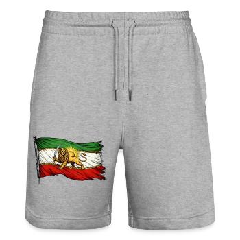 Persia Iran Flag - Stanley/Stella Trainer Unisex Organic Jogging Shorts - heather grey - Front - Nik (191cm) & Marisol (170cm)