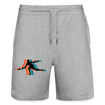 Frisbee Player Retro Silhouette Vintage Flying Dis - Stanley/Stella Unisex Bio Joggingshorts Trainer  - Grau meliert - Vorne - Nik (191cm) & Marisol (170cm)