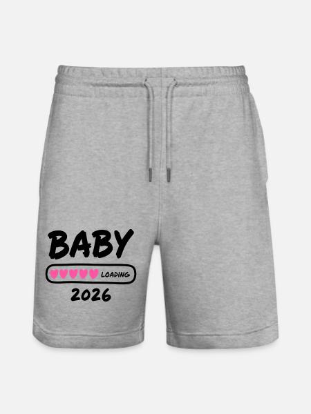 Baby Loading 2026 Pregnancy Parents - Stanley/Stella Trainer Unisex Organic Jogging Shorts - heather grey