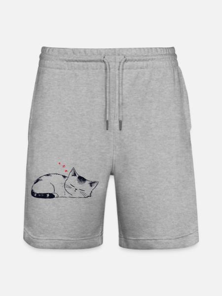 Stuffy sleeping cat - Stanley/Stella Trainer Unisex Organic Jogging Shorts - heather grey