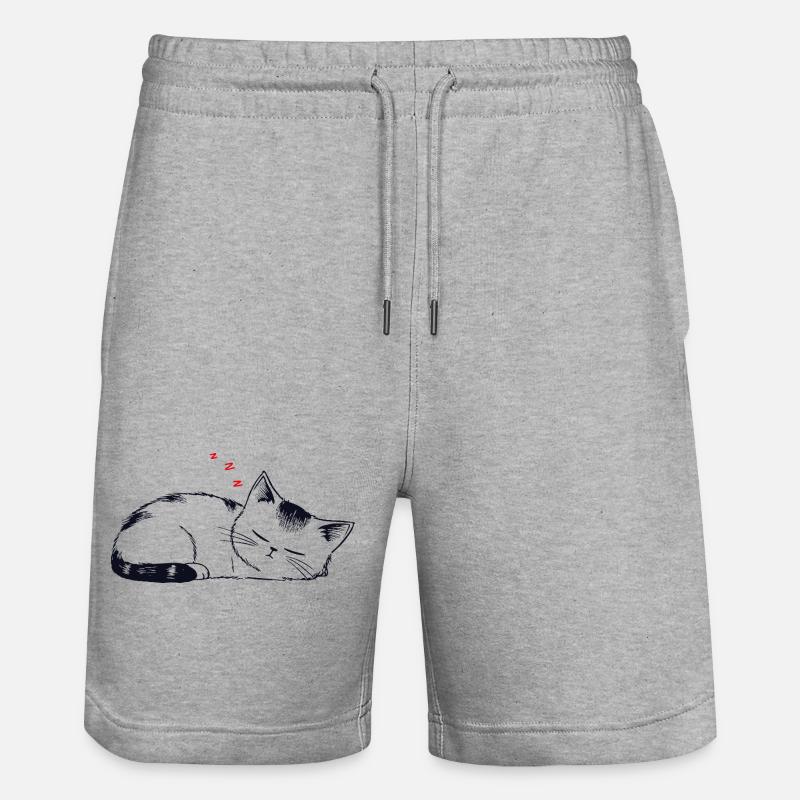 Stickige schlafende Katze - Stanley/Stella Unisex Bio Joggingshorts Trainer - Grau meliert