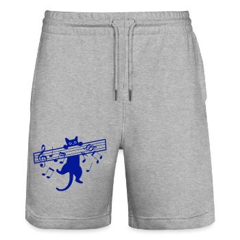 Cute Cat Music Musician Musical Instrument - Stanley/Stella Trainer Unisex Organic Jogging Shorts - heather grey - Front - Nik (191cm) & Marisol (170cm)