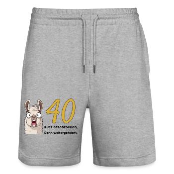 40th birthday – briefly frightened, then celebrated - Stanley/Stella Trainer Unisex Organic Jogging Shorts - heather grey - Front - Nik (191cm) & Marisol (170cm)