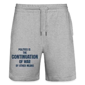 Politics as a continuation of the war - Stanley/Stella Trainer Unisex Organic Jogging Shorts - heather grey - Front - Nik (191cm) & Marisol (170cm)
