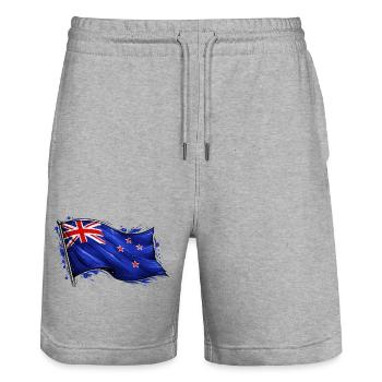 Neuseeland Fahne - Stanley/Stella Unisex Bio Joggingshorts Trainer  - Grau meliert - Vorne - Nik (191cm) & Marisol (170cm)