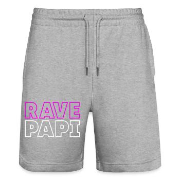 Rave Dad Techno House Electro Festival Hardstyle - Stanley/Stella Unisex Bio Joggingshorts Trainer  - Grau meliert - Vorne - Nik (191cm) & Marisol (170cm)