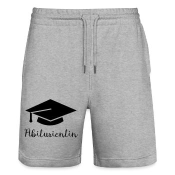 High-school graduate - Stanley/Stella Trainer Unisex Organic Jogging Shorts - heather grey - Front - Nik (191cm) & Marisol (170cm)