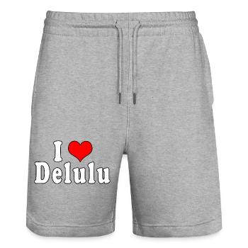 Ich liebe Delulu - Stanley/Stella Unisex Bio Joggingshorts Trainer  - Grau meliert - Vorne - Nik (191cm) & Marisol (170cm)