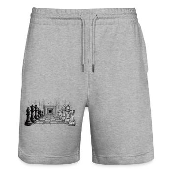 Chess Strategy – Endless Perspective - Stanley/Stella Trainer Unisex Organic Jogging Shorts - heather grey - Front - Nik (191cm) & Marisol (170cm)