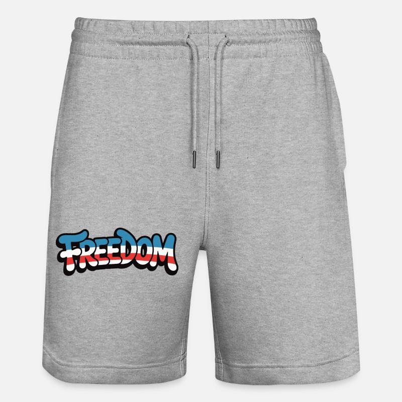 Freedom Typografie Statement Design - Stanley/Stella Unisex Bio Joggingshorts Trainer - Grau meliert