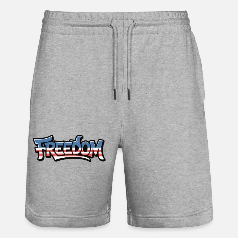 Freedom Typografie Statement Design - Stanley/Stella Unisex Bio Joggingshorts Trainer  - Grau meliert