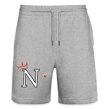 Buchstaben n Kronenherz - Stanley/Stella Unisex Bio Joggingshorts Trainer  - Grau meliert - Vorne - Nik (191cm) & Marisol (170cm)