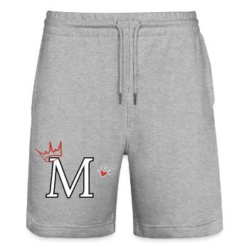 Lettre m couronne cœur - Short de jogging bio TRAINER Stanley/Stella unisexe - gris chiné - Devant - Nik (191cm) & Marisol (170cm)