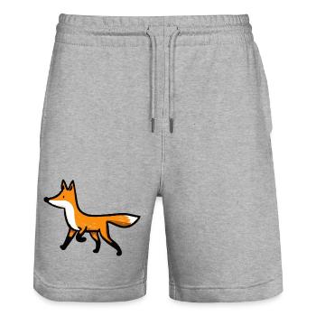 neugieriger Fuchs - Stanley/Stella Unisex Bio Joggingshorts Trainer  - Grau meliert - Vorne - Nik (191cm) & Marisol (170cm)