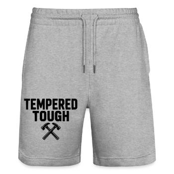 Tempered Tough - Stanley/Stella Trainer Unisex Organic Jogging Shorts - heather grey - Front - Nik (191cm) & Marisol (170cm)
