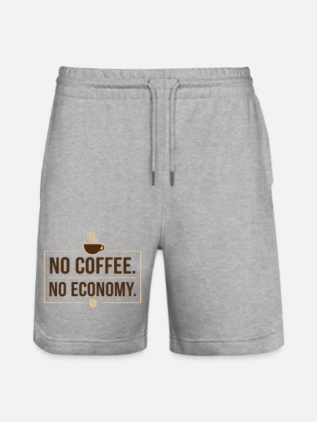 No Coffee No Economy - Stanley/Stella Trainer Unisex Organic Jogging Shorts - heather grey