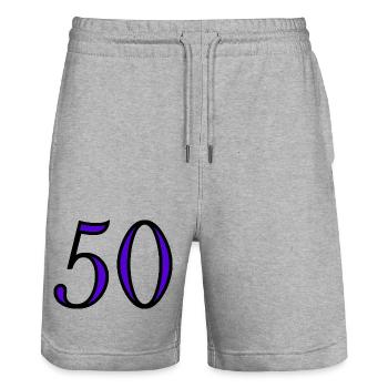 50. 50 ANS. 50e ANNIVERSAIRE. ANNIVERSAIRE 50 ANS. - Short de jogging bio TRAINER Stanley/Stella unisexe - gris chiné - Devant - Nik (191cm) & Marisol (170cm)