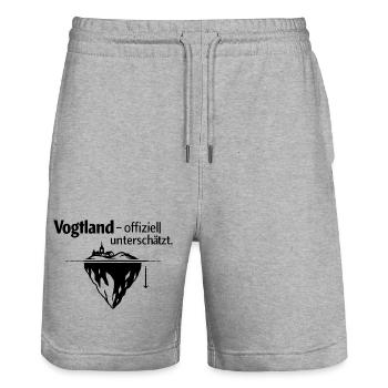 Vogtland - unterschätzt - Stanley/Stella Unisex Bio Joggingshorts Trainer  - Grau meliert - Vorne - Nik (191cm) & Marisol (170cm)