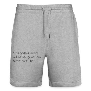 Motivational saying - Stanley/Stella Trainer Unisex Organic Jogging Shorts - heather grey - Front - Nik (191cm) & Marisol (170cm)