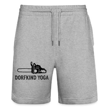Village Kid Yoga Chainsaw - Stanley/Stella Trainer Unisex Organic Jogging Shorts - heather grey - Front - Nik (191cm) & Marisol (170cm)