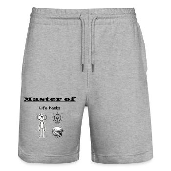 Astuces de Maître de la Vie - Short de jogging bio TRAINER Stanley/Stella unisexe - gris chiné - Devant - Nik (191cm) & Marisol (170cm)