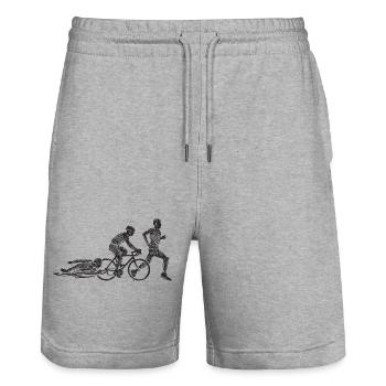 Circuit des Zombies Cyclistes - Short de jogging bio TRAINER Stanley/Stella unisexe - gris chiné - Devant - Nik (191cm) & Marisol (170cm)