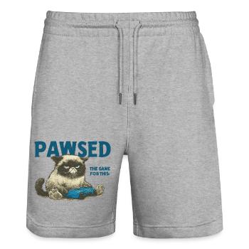 Das Spiel Cat mit Controller PAWSED - Stanley/Stella Unisex Bio Joggingshorts Trainer  - Grau meliert - Vorne - Nik (191cm) & Marisol (170cm)