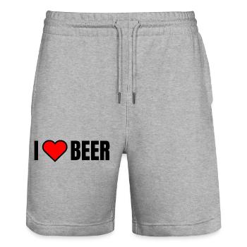 Ich liebe Bier - Stanley/Stella Unisex Bio Joggingshorts Trainer  - Grau meliert - Vorne - Nik (191cm) & Marisol (170cm)