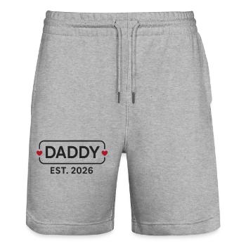 DADDY 2026 Proud Dad-to-be - Stanley/Stella Trainer Unisex Organic Jogging Shorts - heather grey - Front - Nik (191cm) & Marisol (170cm)