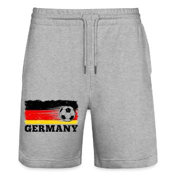 Germany Football Flag Stylized - Stanley/Stella Trainer Unisex Organic Jogging Shorts - heather grey - Front - Nik (191cm) & Marisol (170cm)
