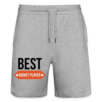 Super Basketteur - Basketball - Short de jogging bio TRAINER Stanley/Stella unisexe - gris chiné - Devant - Nik (191cm) & Marisol (170cm)